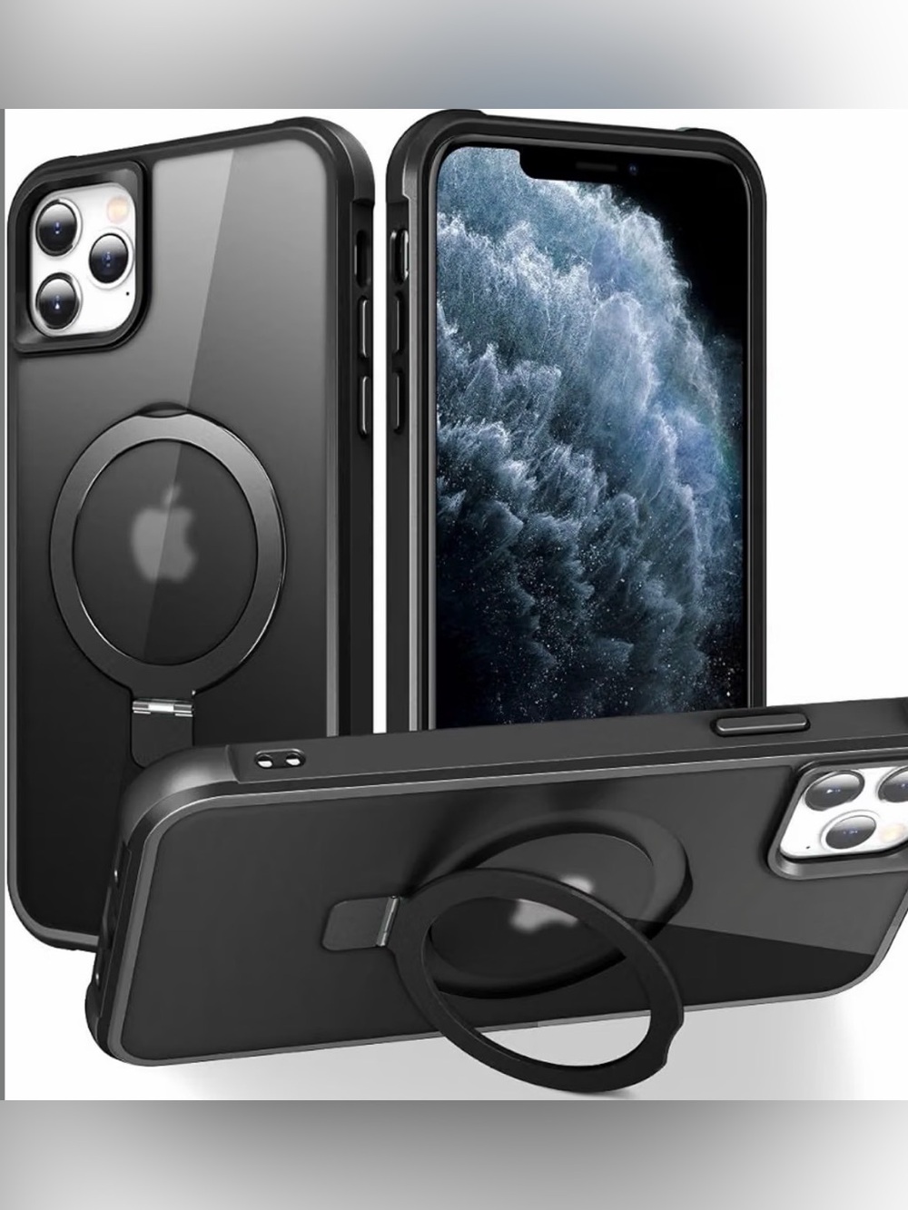 SKYLMW Black Mag Safe IPhone 12 Pro Max Magnetic Ring Phone Case